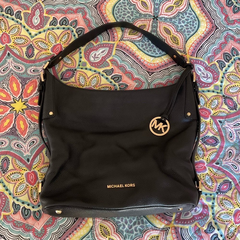 Michael Kors Black Hobo Bag with Gold Accents, Good condition, - Picture 6 of 7